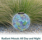 Sunnydaze Azul Terra 10" Glass Mosaic Gazing Globe with Solar Light and 9" H Black Steel Traditional Style Gazing Ball Stand for 10" or 12" Outdoor Garden Gazing Globes Bundle - Image 6