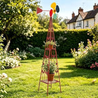 Outvita 8FT Ornamental Windmill for Yard, Heavy Duty Durable Metal Weather Vane Garden Decoration Weather Resistant for Garden, Farm, Seaside (6.2ft-red) - Image 7