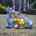 Solar Dragon Statue with LED Lights, Dargon Lover Gifts with Succulent and 6 LED Lights for Outdoor,Solar Dragon Decor for Yard, Garden and Patio, Unique Garden Statue for Mom Grandma by VIOYOUNS
