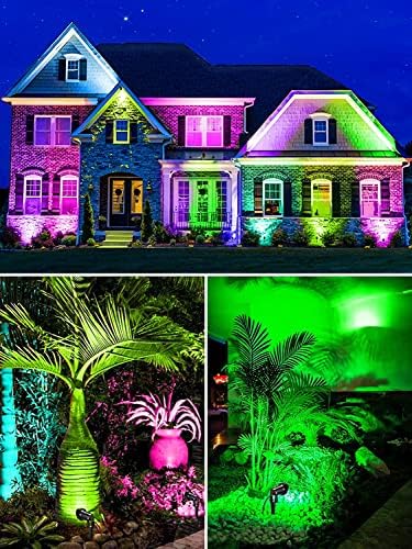 ZUCKEO 5W RGB Landscape Lighting Color Changing Low Voltage Landscape Lights with Connector, 12V 24V Waterproof Outdoor LED Colored Spotlight Path Light for Yard Garden House (2Pack) - Image 6