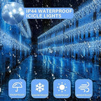 Retisee 65ft Cold White Solar Icicle Christmas Light for Outdoor Decoration - Image 3