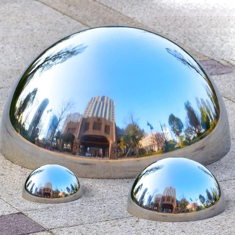 MERRYHAPY 6Pcs Stainless Steel Mirror Surface Garden Hemisphere Balls Hollow Gazing Globes Outdoor Lawn Reflective Decor Sphere - Image 6