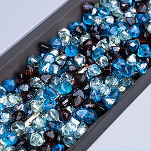 Mr. Fireglass 1 Inch Diamond Fire Glass, Caribbean Blue+Crystal Ice+Amber - Image 4