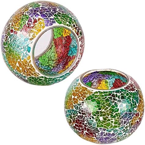 Mosaic Solar Light, Outdoor Table Lamps Waterproof Solar Glass Ball LED Garden Lights Color Changing Solar Table Lantern for Patio,Party,Yard,Outdoor/Indoor Decor Presents(Tricolor Plating) - Image 4