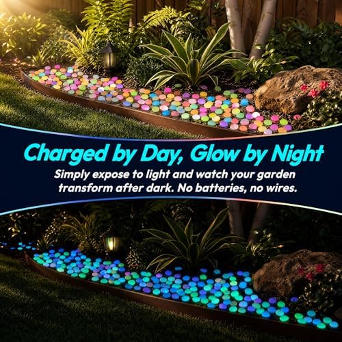 Glow in the Dark Rocks Outdoors, Decorative Night Guide Pebbles for Landscaping & Garden Pathway, Colored Glow Stonesfor Fish Tank, Aquarium Decor & Planters, Luminous Stones for Vases (600, Yellow) - Image 6