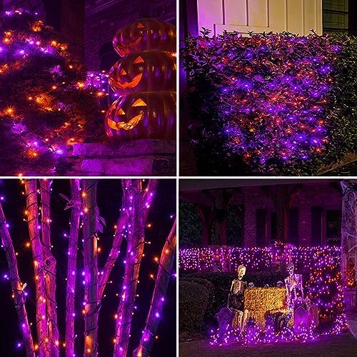 Solar Halloween Lights Outdoor 2 Pack 480 LED String Lights Orange Purple - Image 3