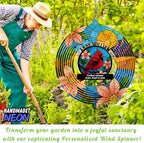 Personalized Wind Spinner Cardinal Couple Custom Memorial Year Name Flower Metal Sublimation Ornament Twirler Laser 3D Art Patio Porch Lawn Outdoor Garden Yard Decor - Image 7