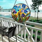 Blue Flower Stained Glass Window Hanging Suncatcher Gifts for Women 12" - Image 5
