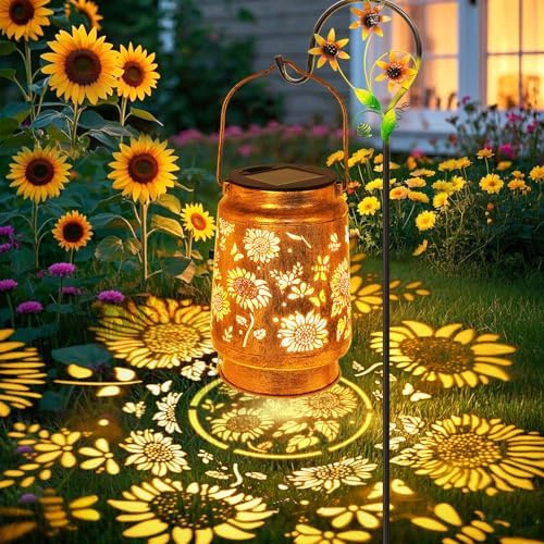 Sunflower Solar Lanterns Outdoor Waterproof, Birthday Gifts for Women Mom by stadeco