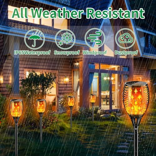 YoungPower Solar Torch Lights with Flicking Flame, Outdoor 43" Large Landscape Path Light Waterproof Flame for Garden Yard Patio, 4 Pack - Image 2