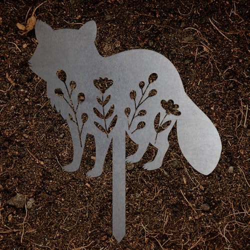 Animal Floral Metal Garden Stake | Raw Metal Patinas Over Time | Yard Art Decor Spring Summer Decorations Flower Bed Plant Stakes Marker (Racoon) - Image 6