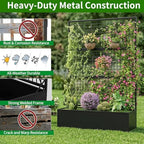 Privacy Planters for Patio – Metal Raised Garden Bed with Trellis and Privacy Screen, 71"×47.2"×16" Planter Box with Drainage Holes for Climbing Plants, Vegetables, and Vines, Outdoor Backyard Black - Image 4