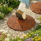 Sungmor Vintage Cast Iron Lotus Stepping Stone, Full Rust - Image 3
