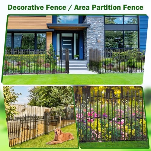 No Dig Garden Fence 40" H x 22.5'L with Gate Decorative Yard Dog Panels - Image 4