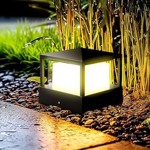 Pillar Lights,Square 6 X 6 in Outdoor Post Light,Outdoor Column lamp, Deck/Fence/Post Cap Lights,lamp Post,High Voltage Wired Waterproof Aluminum Post Light,IP65 (Square, 6.3X6..3IN) - Image 5