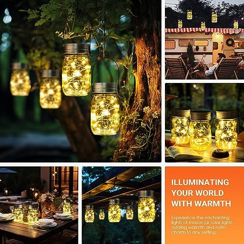 GIGALUMI Solar Mason Jar Lights, 8 Pack 30 Led String Fairy Lights - Image 4