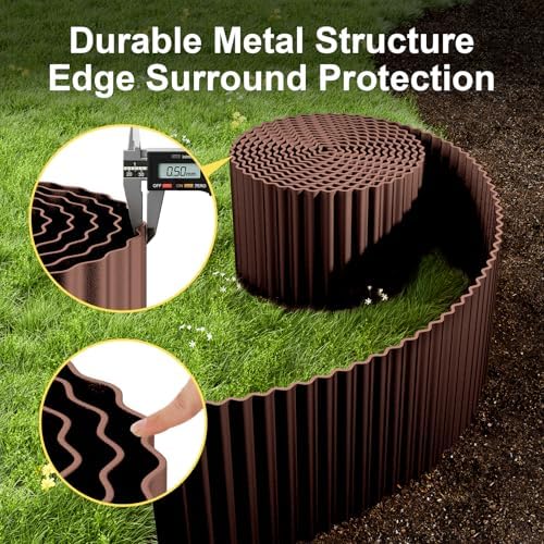 Land Guard Corrugated Garden Edging Border, 12" x 50' Landscape Paver Edging, Tall Landscape Edging, Fence for Garden, Flower Bed, Lawn and Landscape Edging (Brown) - Image 3