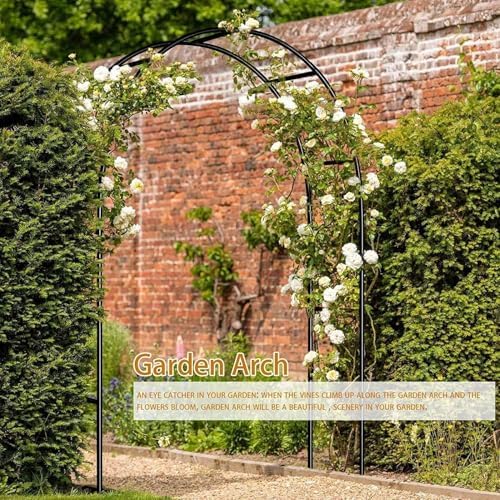 Garden Arch Trellis for Climbing Plants Outdoor Wedding Arches for Ceremony Black Metal Garden Arbor Indoor Garden Arches for Party Decoration 7.9ft Wide X 6.4ft High (Black Garden Arch) - Image 5