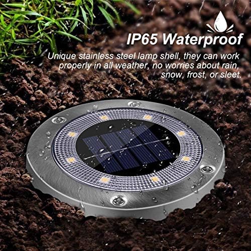 4Pack Solar Garden Lights,AMZSTAR 8 LED Solar Ground Lights Disk Lights Outdoor Solar Landscape Lights,Waterproof Solar Lights Decoration Light for Yard Deck Lawn Patio Pathway Walkway (Warm White) - Image 2