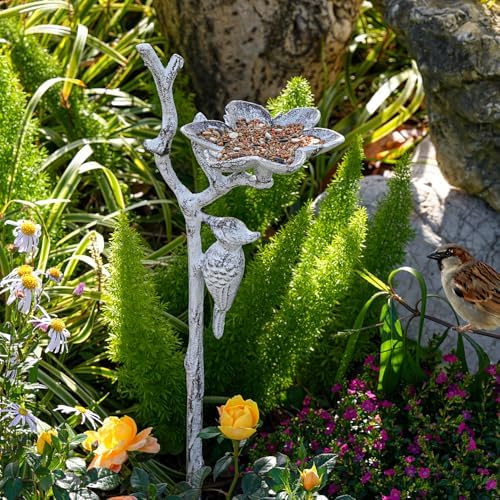 Sungmor Cast Iron Bird Feeder, Decorative Garden Stake, 27.5 Inches Tall - Image 2