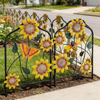 hogardeck Garden Decor for Outside, Set of 2 Metal Fence Decorative Garden Stakes with Flowers for Sunflower Decor, Yard Signs for Outdoor Patio Lawn Backyard Porch - Image 3
