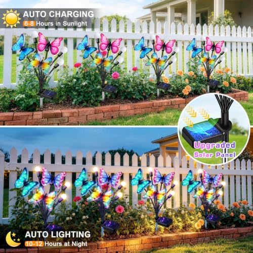 TEDOF 4 Pack Solar Butterfly Outdoor Lights Waterproof for Garden - Image 6