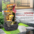 Outdoor Water Fountain - 5 Tier Floor-Standing Cascading Garden Fountain, 25" H Indoor/Outdoor Flamingos Water Fountains with 5 LED Lights for Garden, Patio, Backyard and Home - Image 4