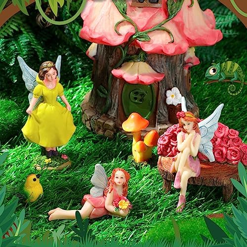 Soaoo Fairy House Garden Kit Figurines Mushroom Animals Summer, Beauty - Image 5