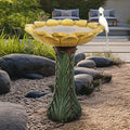 Garden Birdbath Sunflower Shaped, 24.4" H * 20" Φ Freestanding Concrete Bird Bath for Outside Patio Yard Decor by Unknown