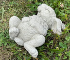 Giggling Laying on Back Rabbit Concrete Rabbit Garden Statue White Rabbit Figurine Stone Rabbit Memorial 1 - Image 3