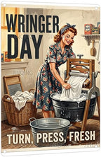 Woman Doing Vintage Laundry Tin Sign 8x12Inch by Unknown