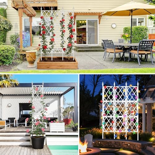 63 Inch Garden Trellis Support Fence Metal Lattice Climbing Frame White - Image 4