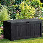 JUMMICO 120 Gallon Resin Deck Box, Large Outdoor Storage Box Waterproof & Lockable for Garden, Patio, Pools (Black) - Image 7