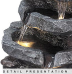 5-Tiered Cascading Rock, 22" High Outdoor Garden Waterfall with LED Lights and Pump, Resin Water Fountain for Garden, Patio, Yard, Deck Decor (22" High 5-Tiers) - Image 5