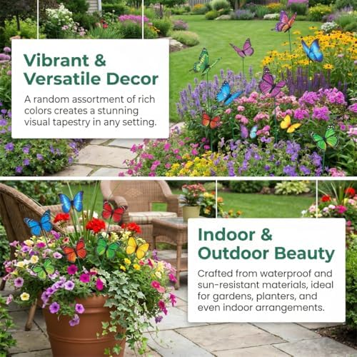 50/100/200 Pcs Butterfly Garden Stakes, 3D Artificial Butterflies for Flower Arrangements & Bouquets, Waterproof Decorative Garden Stakes for Outdoor Yard Decor (200, 2.75in) - Image 4