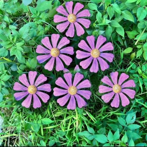Rusty Metal Wild Flowers Garden Stakes 11.82 x 8.47 inches, Decorative Flowers Yard Stake Metal Art for Outdoor Garden Lawn Decor (Purple-1) - Image 4