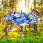 VCUTEKA Glass Bird Bath Outdoor Birdfeeder with Metal Stake Garden Decor - Image 3
