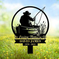 Personalized Memorial Plaques for Outdoors Old Fisherman Grave Marker Metal Garden Stakes Fishing Dad Memorial Gifts Sympathy Gifts for Loss of Loved One (Old Fisherman) by DINOMAN