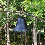 GTPBAO Front Door Iron Cast Hanging Bells, Antique Black Ringing Doorbell, Handcrafted Service Bell for Outdoor Garden Villa Cafe(Bell 19.5cm/7.7in) - Image 3