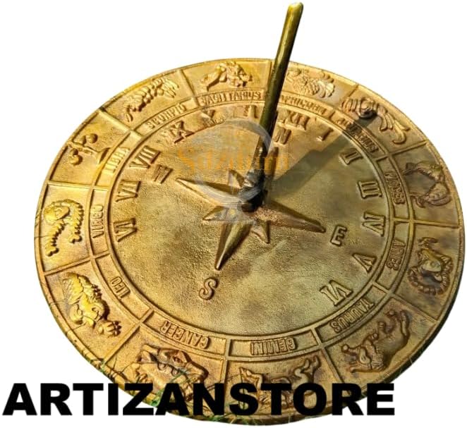 Brass Garden Sundial Zodiac Classic Garden Sundial Design Sold Polished Brass, 10-Inch Diameter - Image 3