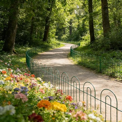 24in(H)×50ft(L) Green Decorative Garden Border Fence Total 35 Panels No Dig Metal Folding Fence Garden Edging Border Fence for Animal Barrier Fencing Flower Bed Yard Patio - Image 6