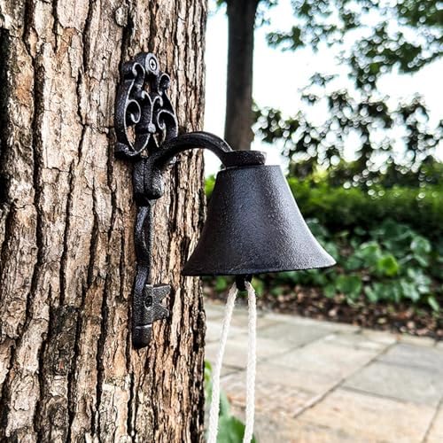 Hangable Dinner Bell Outdoor Cast Iron Vintage Wall Mounted Meal & Call Bel - Image 3