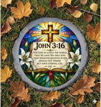 Magnolia Garden 10-Inch John 3:16 Scripture Stepping Stone - Faux Stained Glass Bible Verse Garden Stone, Weather-Resistant Resin Pathway Accent, Christian Cross Outdoor Yard Decor & Walkway Plaque - Image 6