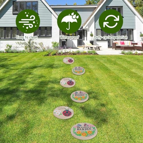 4Pcs Round Sunflower Stepping Stone Outdoor Garden Walkway, Durable Plastic Pavers for Patio, Pathway, and Landscaping, Weatherproof Stepping Stones with Ground Stakes (Round Butterfly) - Image 7