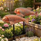 Teaeeno Antique Koi Fish Garden Statues - Set of 2 | Exquisite Fish Sculptures for Outdoor, Patio, Pond, and Garden Decorations by Teaeeno