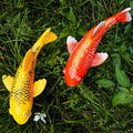 Teaeeno Set of 2 Koi Fish Garden Stakes, Red & Gold Resin Sculptures, Weatherproof Outdoor Patio Pond Decor, Feng Shui Yard Art, Easy Setup Gift (Red & Yellow) by Teaeeno