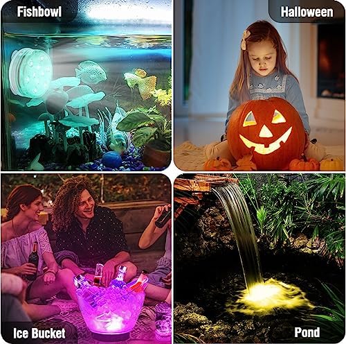 Qoolife Rechargeable Submersible Pool Lights with Remote, Waterproof Underwater Charging Battery Operated Controlled 25 Color Changing LED with Magnet Floating Lights Pool Pond Decoration (2 Pack) - Image 2