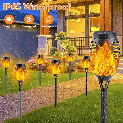 10Pack Solar Torch Lights with Flickering Flame Mini Solar Flame Lights - Image 2