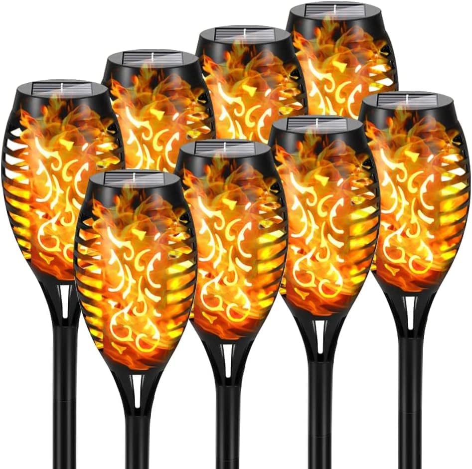 Solar Outdoor Lights IP65 Waterproof, 8Pack 12LED Solar Torch Lights with Flickering Flame for Christmas Decor, Mini Solar Landscape Lights for Yard Driveway Patio Deck by Futuriol