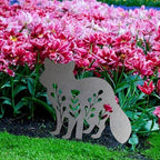 Animal Floral Metal Garden Stake | Raw Metal Patinas Over Time | Yard Art Decor Spring Summer Decorations Flower Bed Plant Stakes Marker (Racoon) - Image 4